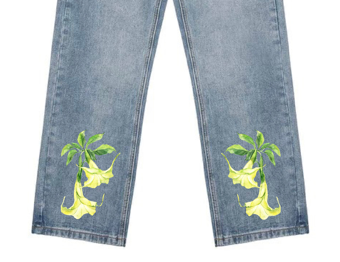 Unisex Bleach Washed Straight Leg Jeans | Light Blue