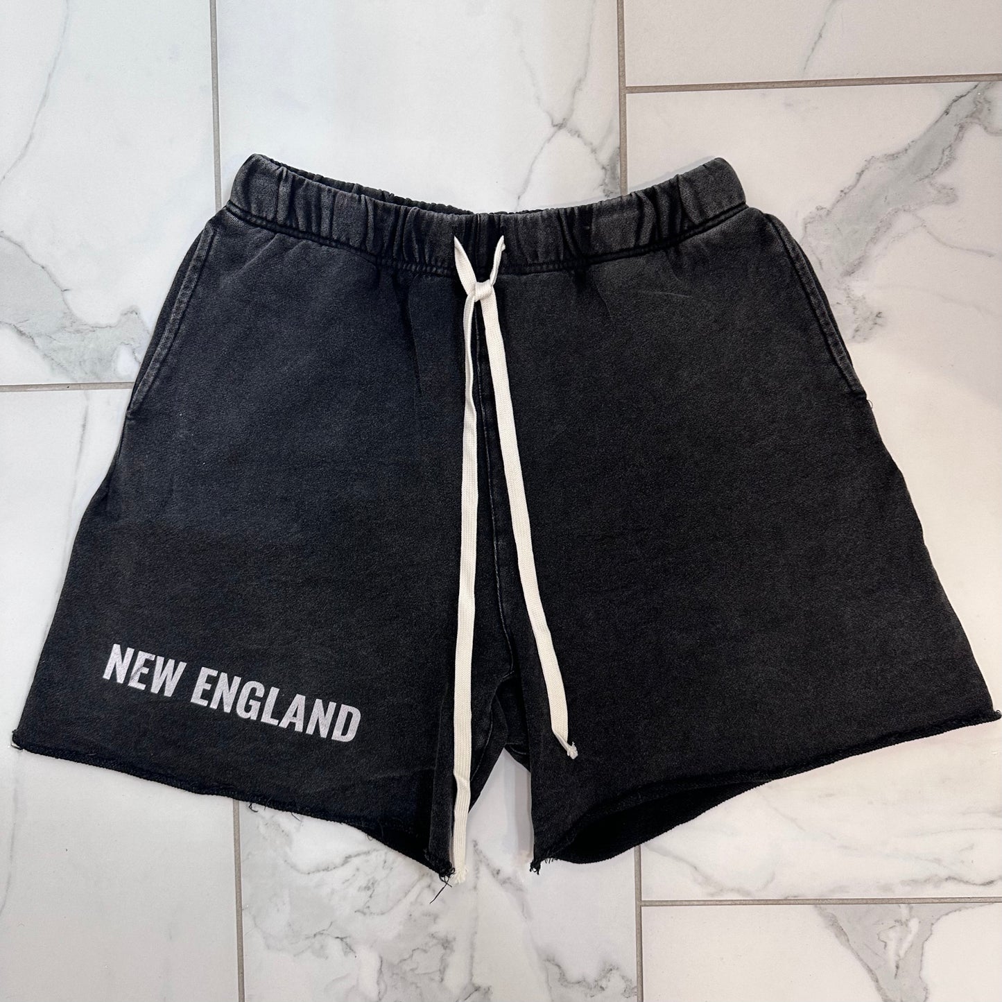 Unisex Raw Edge Vintage Stone Wash Shorts