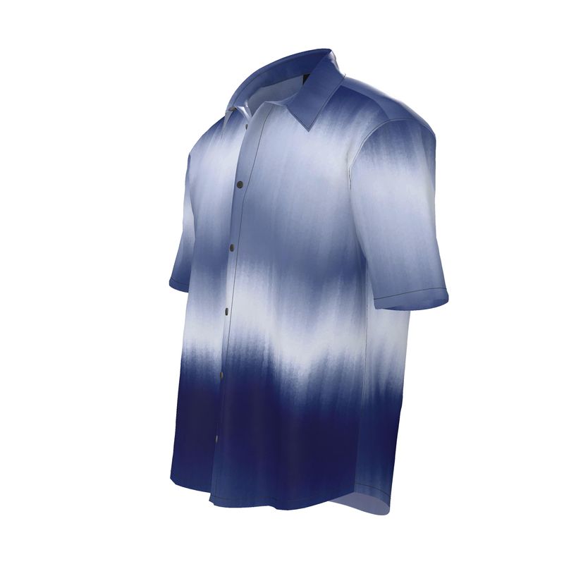 Blue ombre natural silk short sleeve shirt - MUCH NICER