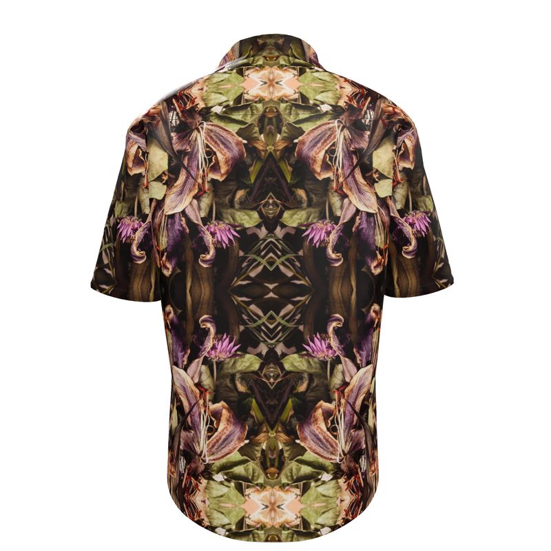 Dead flowers natural silk short sleeve shirt - MUCH NICER