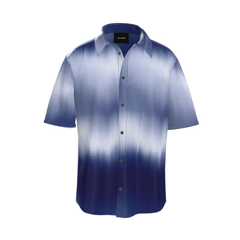 Blue ombre natural silk short sleeve shirt - MUCH NICER