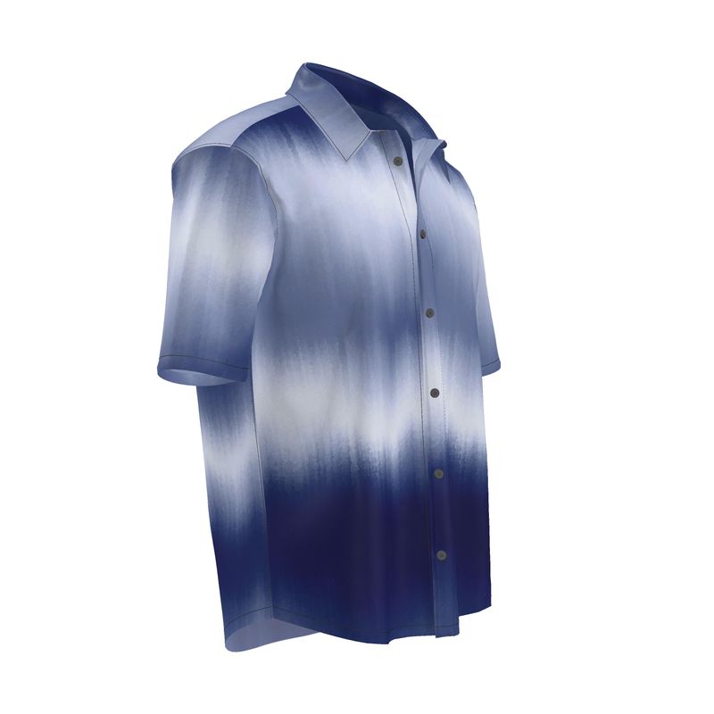 Blue ombre natural silk short sleeve shirt - MUCH NICER